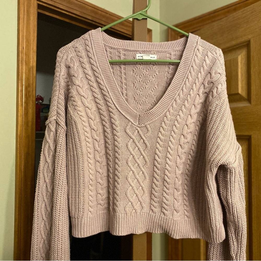 Aeropostale Vneck Mauve Sweater Large - Picture 3 of 6